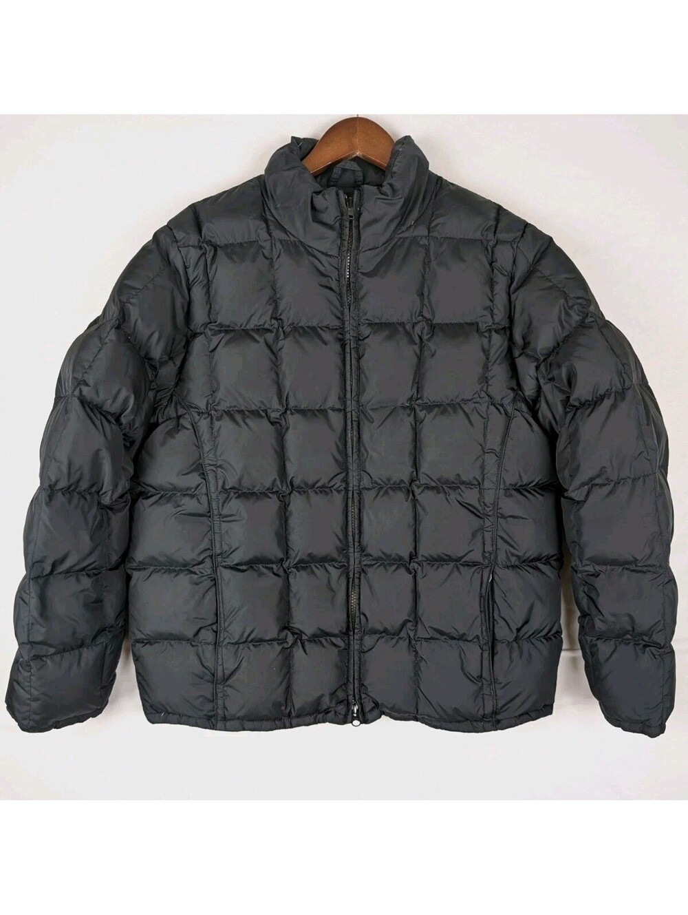 Eddie Bauer Women's Large Black Waffle Quilted 550 Goose Down Fill Puffer Jacket